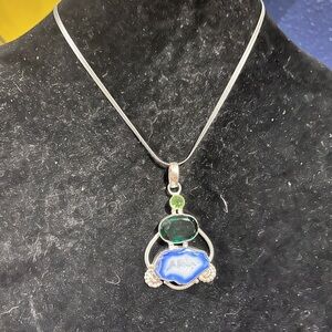 Sterling silver necklace with gemstones